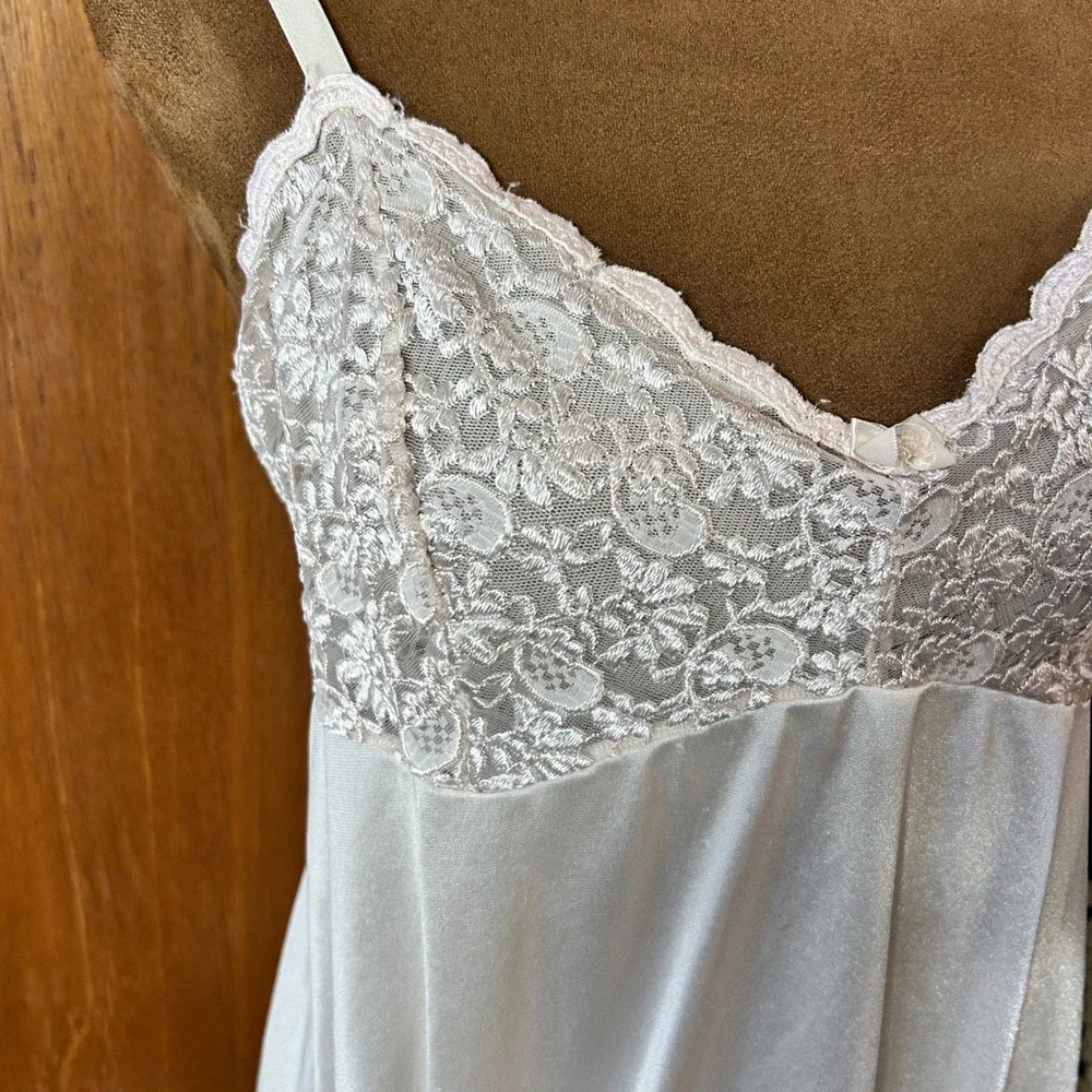 Vintage OLGA Lace Trim Slip Chemise Babydoll Nightgown‎ Lingerie Womens M